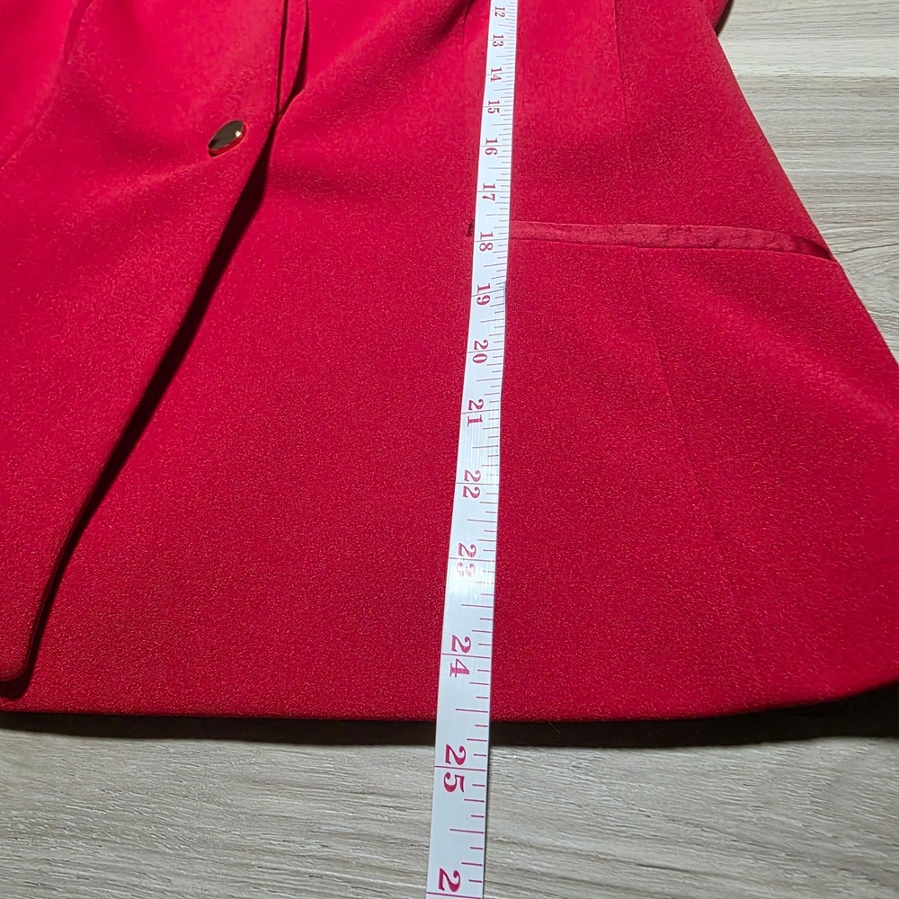 Calvin Klein Blazer Women 6 Red‎ Collarless Single Button Career Professional - Picture 9 of 9